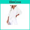 Street Style Wrinkled Cotton Long Sleeve Shirt For Women With Button Closure