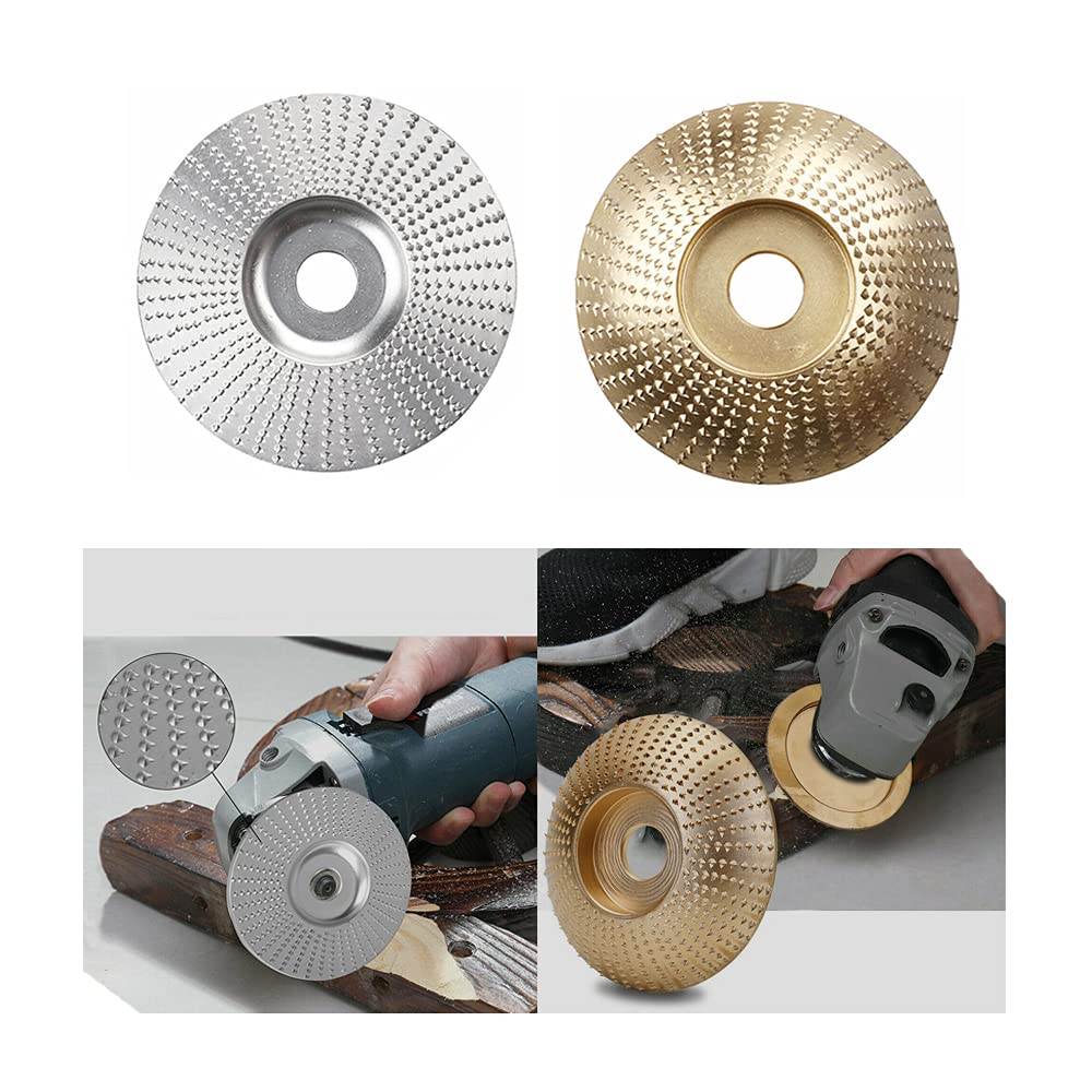 2Pcs 100mm & 3.3'' Carbide Wood Sanding Carving Shaping Disc for Angle Grinder Grinding Wheel