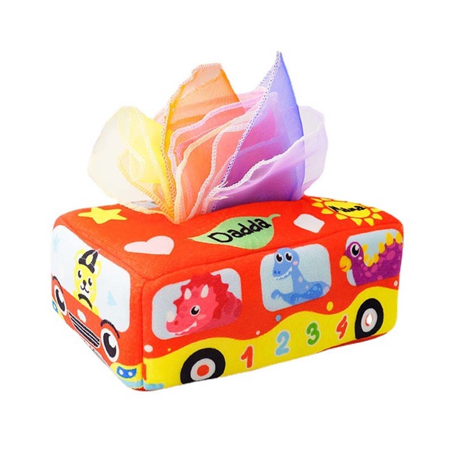 Montessori Toys Baby Tissue Box Soft Paper Toddler Finger Exercise EducationalLearning Activity Sensory Plush Toy for Kids Game
