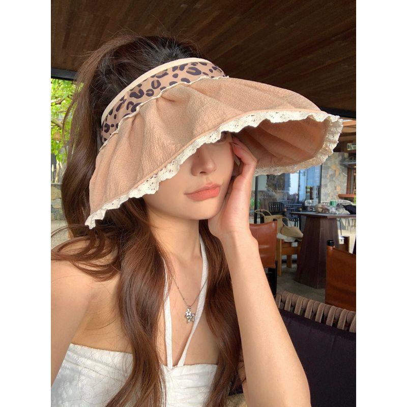 

Lace Lace Air Top Sun Protection Hat Women s Summer 2025 New Arrival Cover Face Shell-like Bonnet Big Brim Headband Sun Hat Khakis