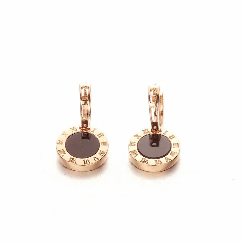 Placcatura in Rame Oro Rosa Moda Rotondi Digitali Orecchini in Agata Nera per Donne Classici Raffinati Orecchini da Festa Zircone