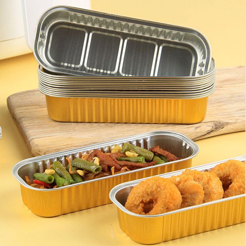 30/50Pcs Reusable Mini Bread Packing Foil Box Rectangle Cupcake baking Tray  Dessert