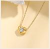 Cubic Zirconia Pendant Necklace for Women, Stainless Steel Chain Trendy Jewelry, Square Heart CZ Stone Boho Jewelry