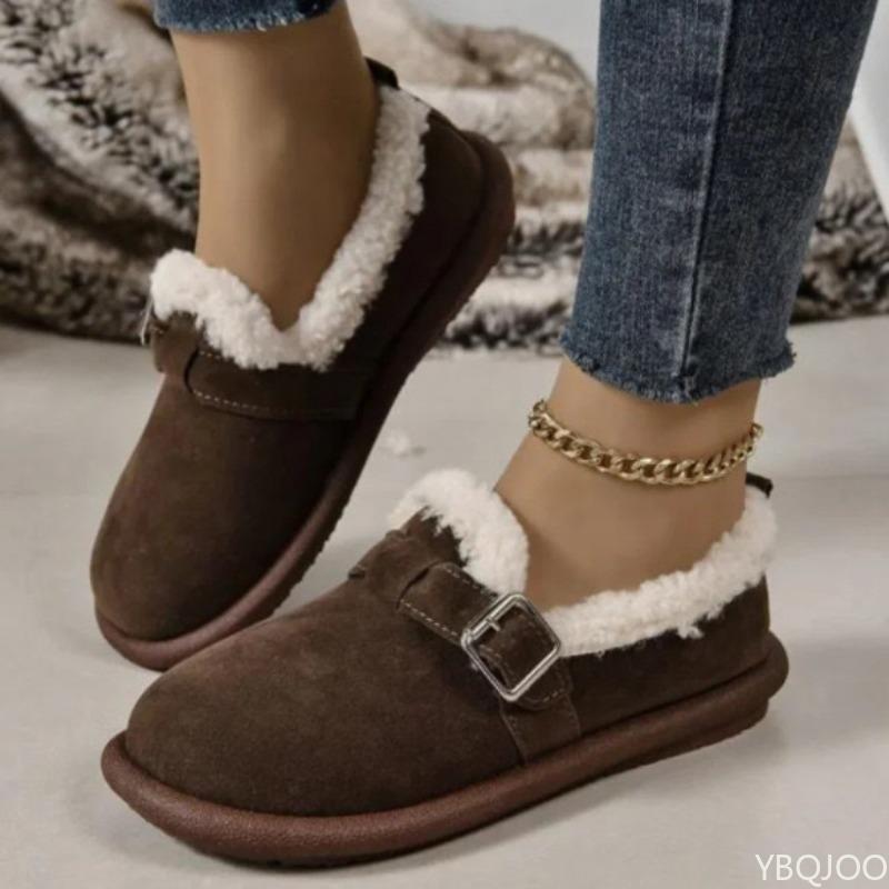 Autumn Winter New Large Thick Bottom with Cotton Thickened Women's Cotton Shoes One Step Full Pack Flat Bottomed Women's Boots