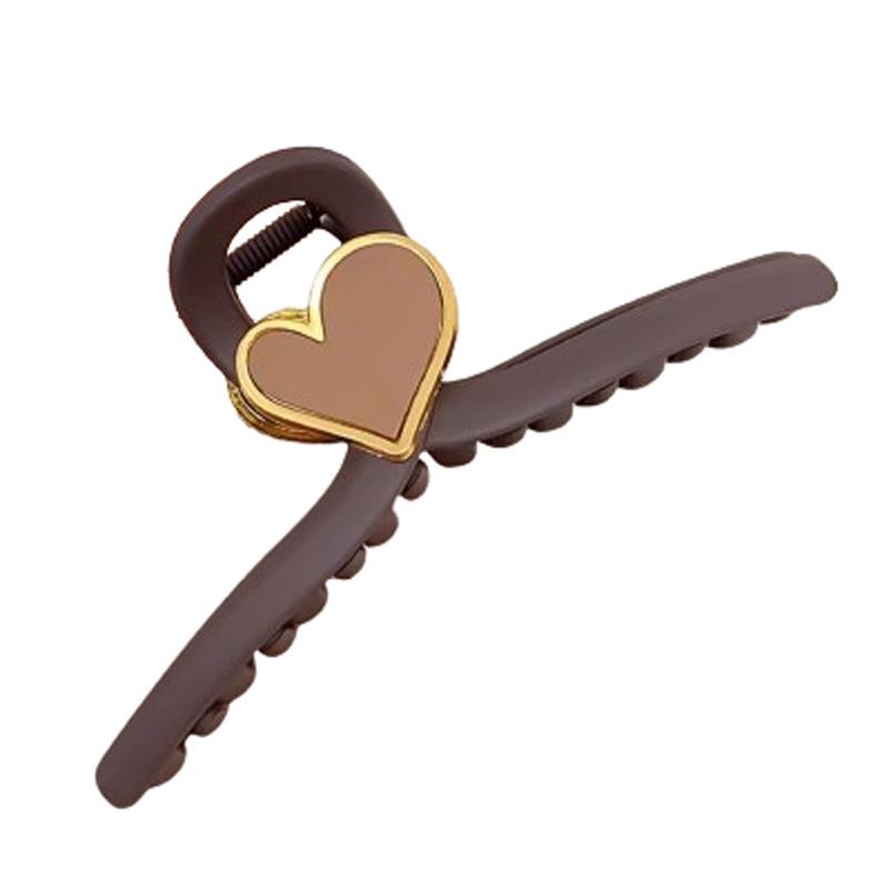 1pc Pince Crabe Cœur Dépoli Minimaliste Tendance Extra Large Mâchoire de Requin Chic Haut de Gamme Épingle à Cheveux Vent Petit Parfum Élégante Coiffe pour Femmes