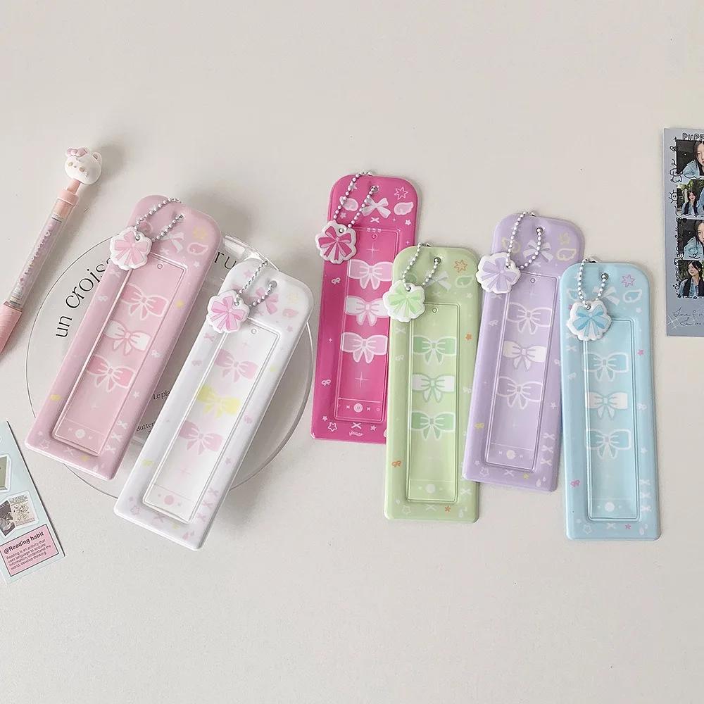 Cute PVC Photo Storage Case Bowknot 4 Grids Idol Photocard Holder Hollow Photos Protective Cover for Student Girls