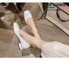 New Women Fashion Pumps High OL Basic Model Stone Pattern High Heels Shoes Ladies Square Toe Leather Casual Boat Shoes