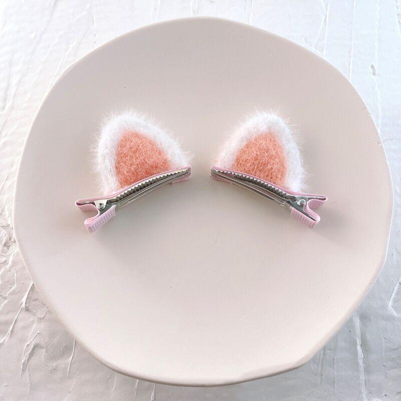 

2Pcs Plush Cat Ear Hair Clips Set Cute Cartoon Stereoscopic Design Korean Style For Little Girls Hair Accessories Fashion помаранчевий