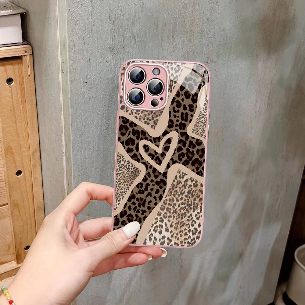 Verre Trempé Motif Léopard Guépard Pour Iphone 14 13 12 11 Pro Mini XS MAX 14Plus X XS XR Coque