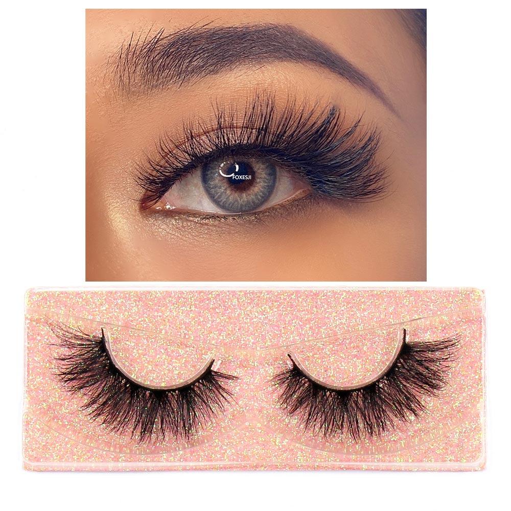 FOXESJI Wimpern 3D Nerz Falsche Wimpern Flauschig Weich Natürlicher Streifen Nerz Wimpern Verlängerung Volumen Fake Wimpern Dicke Wimpern
