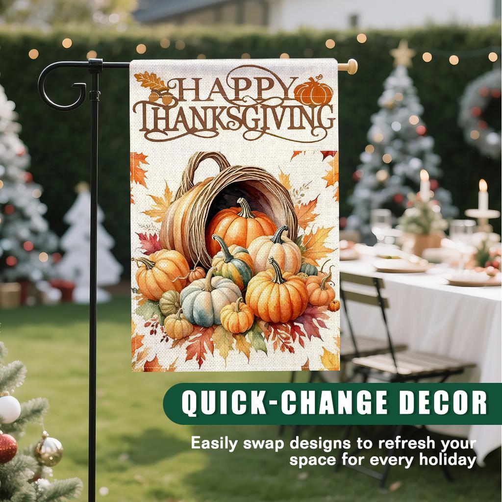 Harvest ThanksgivingGarden Flag 12x18 Inch Double Sided for Courtyard Outdoor Welcome Flag Decoration (Excluding Flagpole)