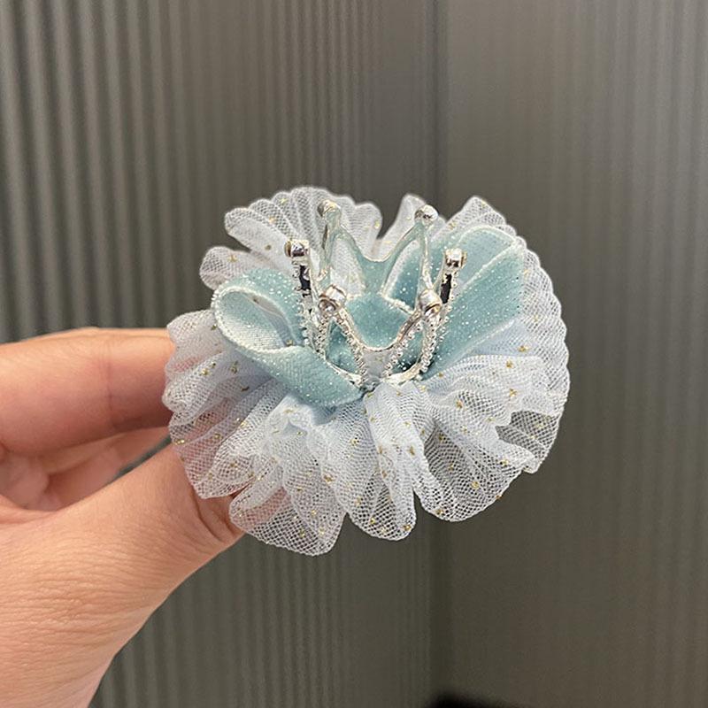Barnens Prinsessnät Blomma Krona Hårklämmor – Söta 3D Hårnålar för Flickor