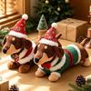 Creative Dachshund Dog Plush Christmas Figurine Ornament for Home Decoration