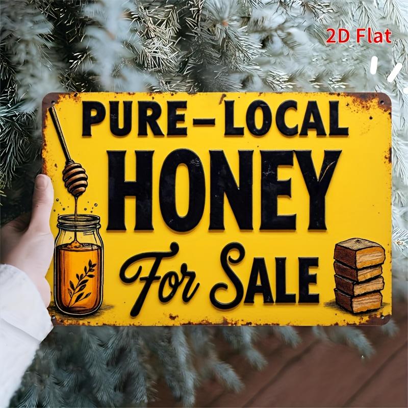 

Vintagetin Sign ironwork 1181X787 Yellow background with rust patterns and honey advertisement the words PURELOCAL HO 20x30cm（7.8x11.8inch）