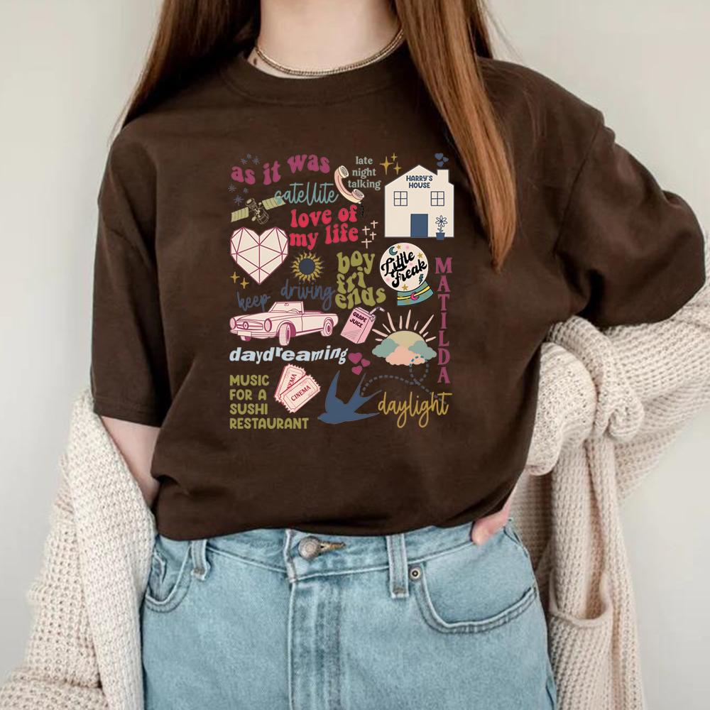 Harrys House Music List Tshirt As It Was HS TPWK Shirt Women Y2k Style Vintage Graphic Tee Love on Tour 2023 Tees Fans Gift