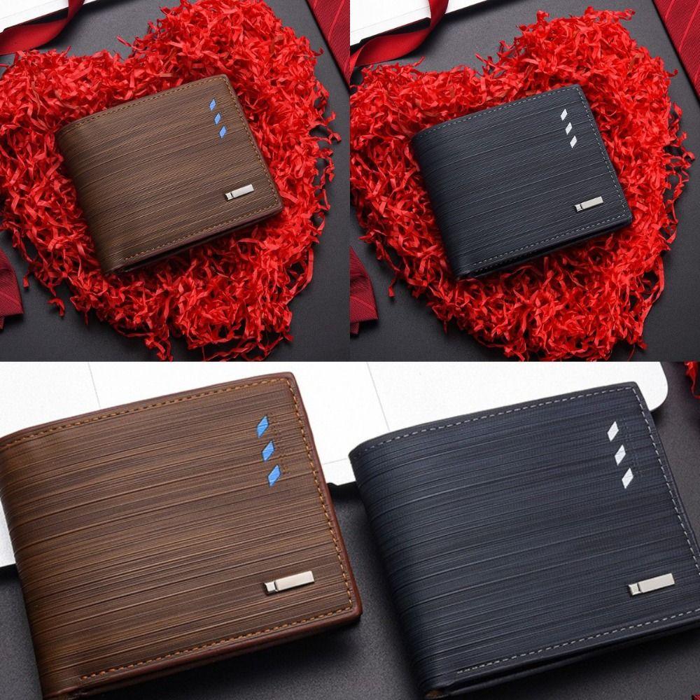 

Leisure 2 Fold Wallets Multi-position Anti-theft Cash Bag Simple Men s Short Wallet Travel синий