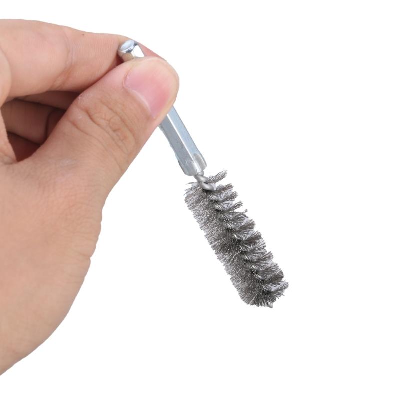 6Pcs Wire Brush 8/10/12/15/17/19mm Polishing Brush Set Tube Brush Set for Metal Part Steel Drill Cleaning Part