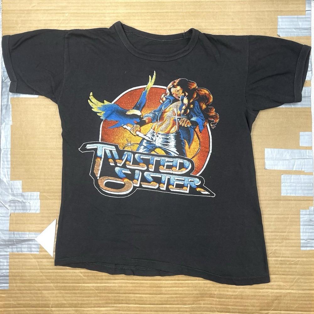 VTG 70s Twisted Sister Club Era Glam Rock T Shirt Black REMAKE PA8646 XXXXL