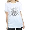 HARRY POTTER Womens/Ladies Hogwarts Badge Wands Cotton Boyfriend T-Shirt