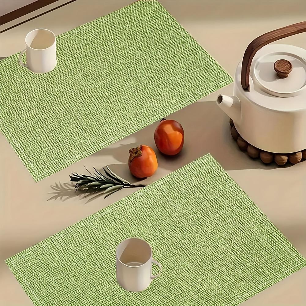 Tappetino da tavola intrecciato verde tessuto di lino naturale texture semplice moderno resistente al calore antiscivolo tappetino da tavola per sala da pranzo cucina decorazione per la casa