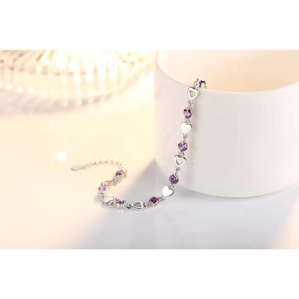 925 Silber Herzarmband Für Frauen Mode Zirkonia Kristall Schmuck Liebe Pulseira Feminina S-B144