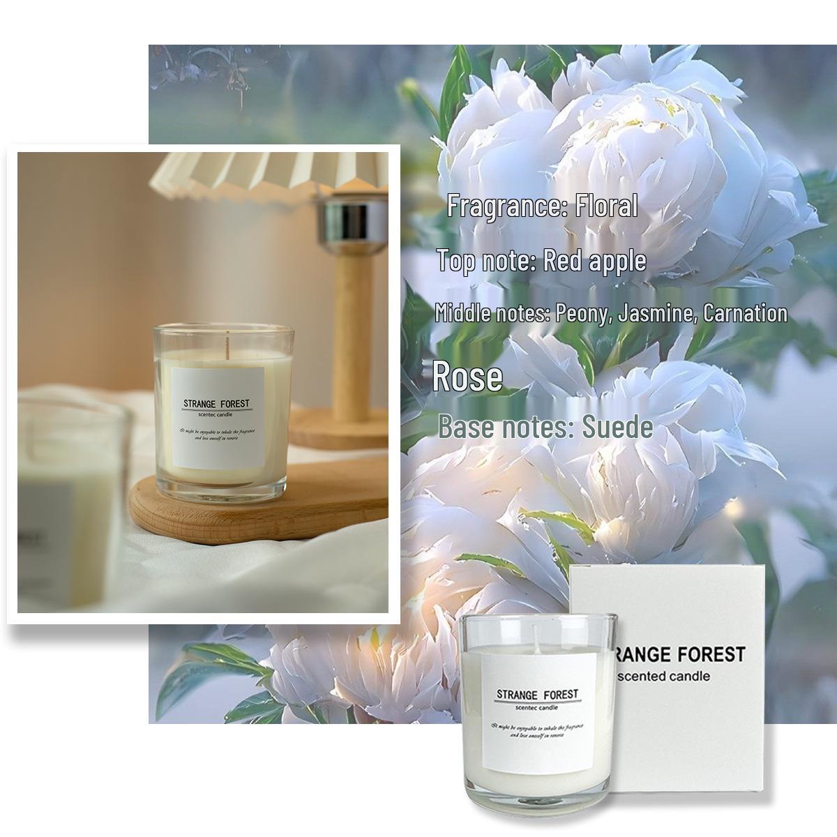 Aromatherapy Soy Wax Candles - Rose Scented, Smokeless Glass Cup Peony & Pink Suede 50g