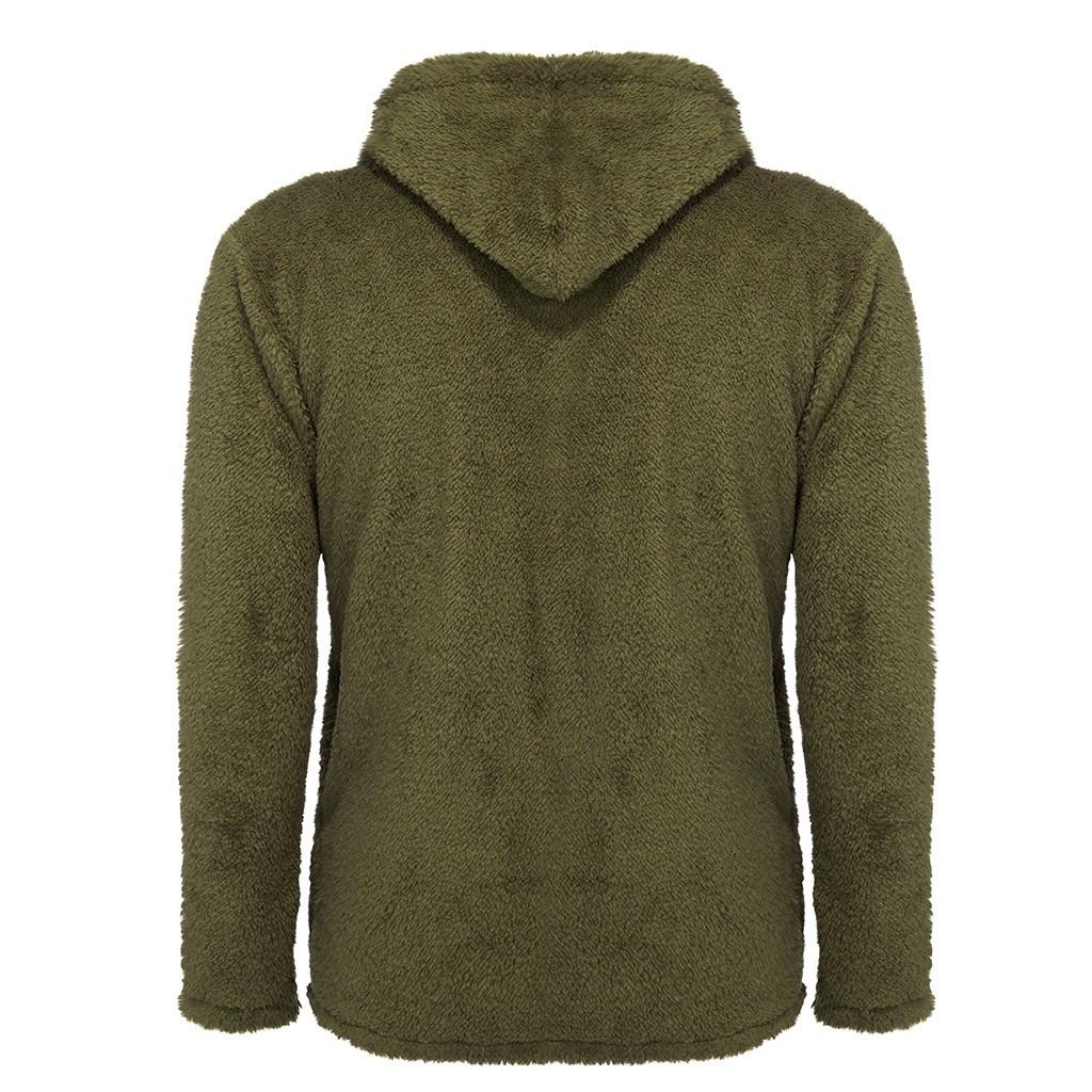 Men's  Winter Solid Color Cardigan Casual Blouse Fleece Tops Coat