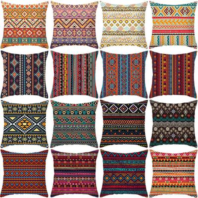 New Bohemian Colorful Geometric Pattern Short Plush Pillowcase Ethnic Style Retro Pillowcase Cushion