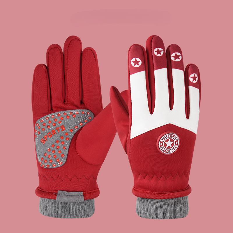 

Зимние детские перчатки Плюс бархатные утолщенные ветрозащитные холодостойкие и противоскользящие студенческие для улицы для велоспорта велоспорта и катания на лыжах теплые перчатки .