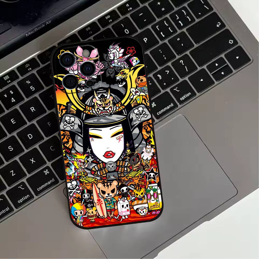 J-Japan T-okidokis Girl  Phone Case For iPhone 17,16,15,14,13,12,11 Plus,Pro Max,XS,Soft Silicone Black Cover