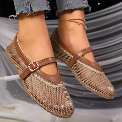 Fashion Autumn New Flat Single Shoes Women Fashion Round Head Shallow Mouth Mesh Hollow Breathable Soft Bottom Low-top Shoes