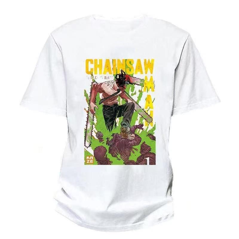 """2025 Sommer und Herbst Kettensägenmann Japanischer Manga bedrucktes T-Shirt lockeres Outdoor-Kurzarm-Oberteil für Herren und Damen."""