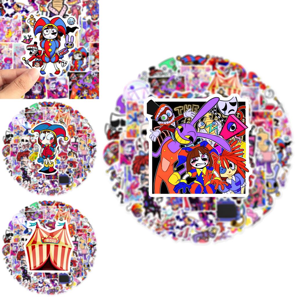 Premium Digital Circus Cartoon Stickers 60 Stickers Diverse Shapes Easy Stick-on Installation