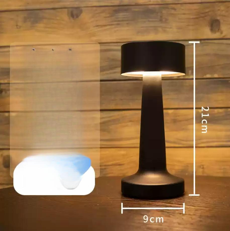 Portable LED Table Lamp, 3-Levels Brightness Metal Desk Lamp 3 Color Touch Control Rechargeable Night Light USB Outlet Extender Lamp Bedside Lamp