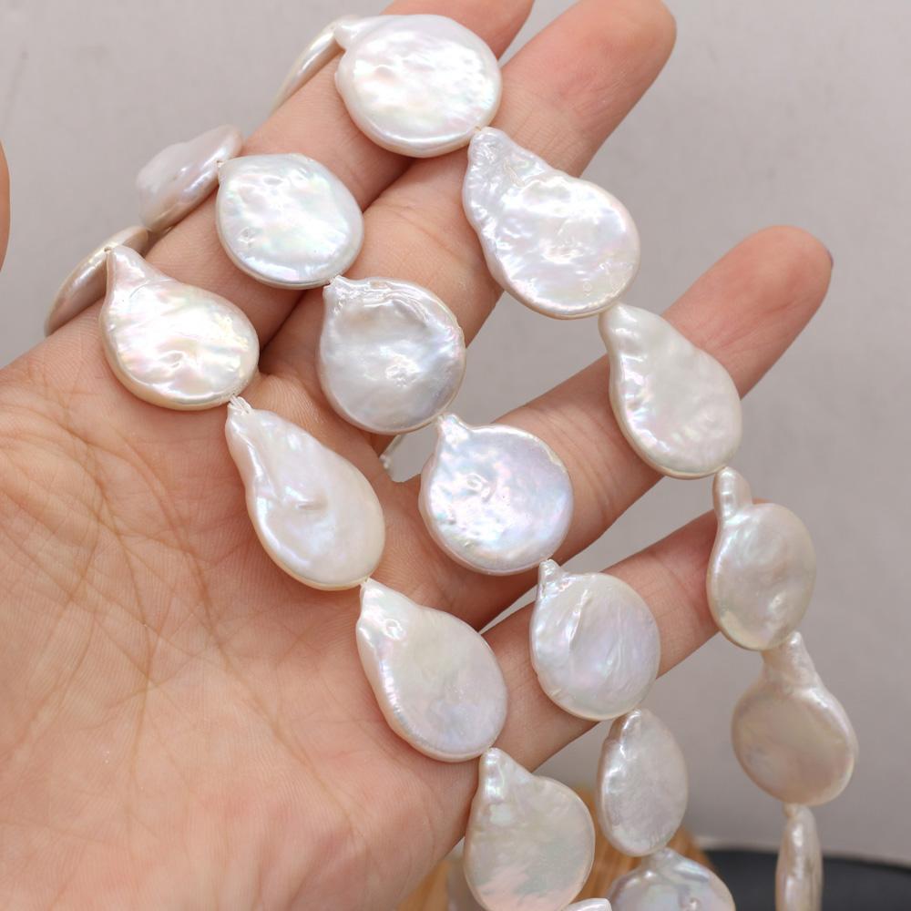 1String, Irregular Baroque Pearls, White Natural Freshwater Pearl Beads, 16×22–17×25 mm, for DIY Necklace Bracelet Accessories, Jewelry Making, 36cm