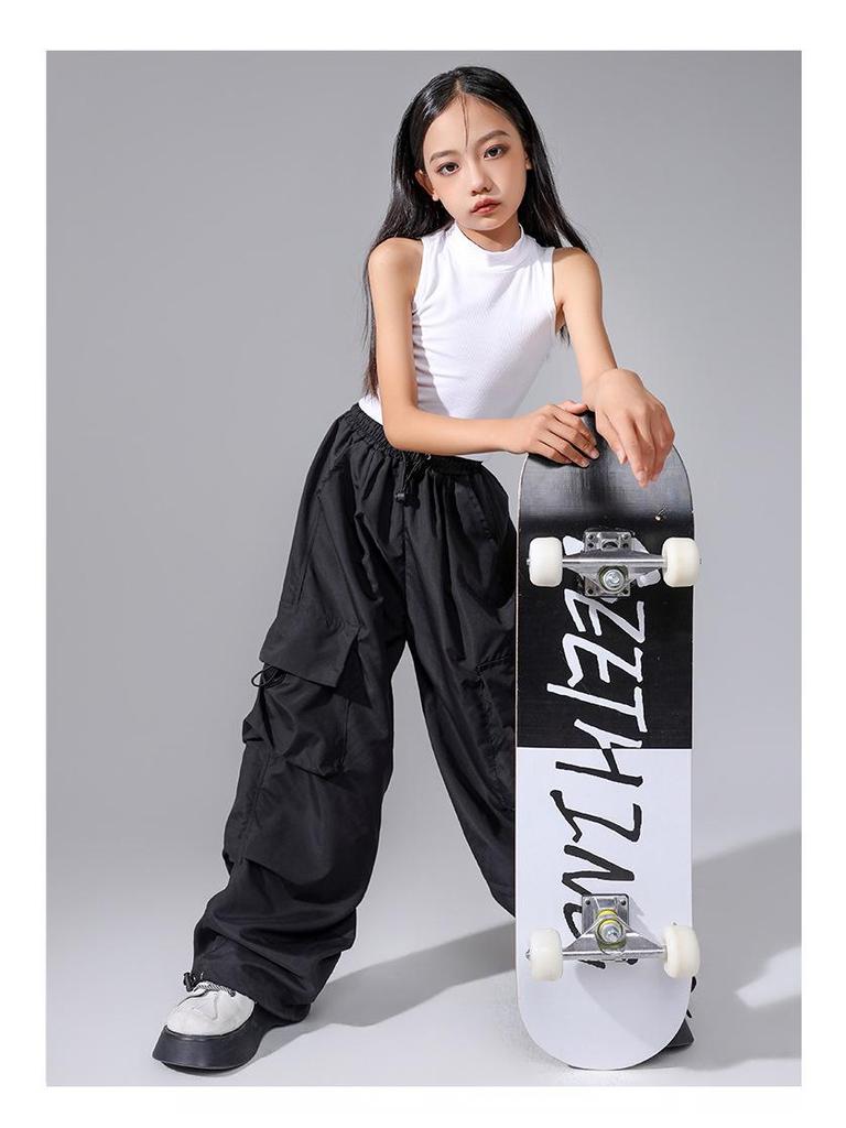 Dívčí japonský street jazzový taneční kostým – Trendy hip-hopová vystupovací souprava pro děti