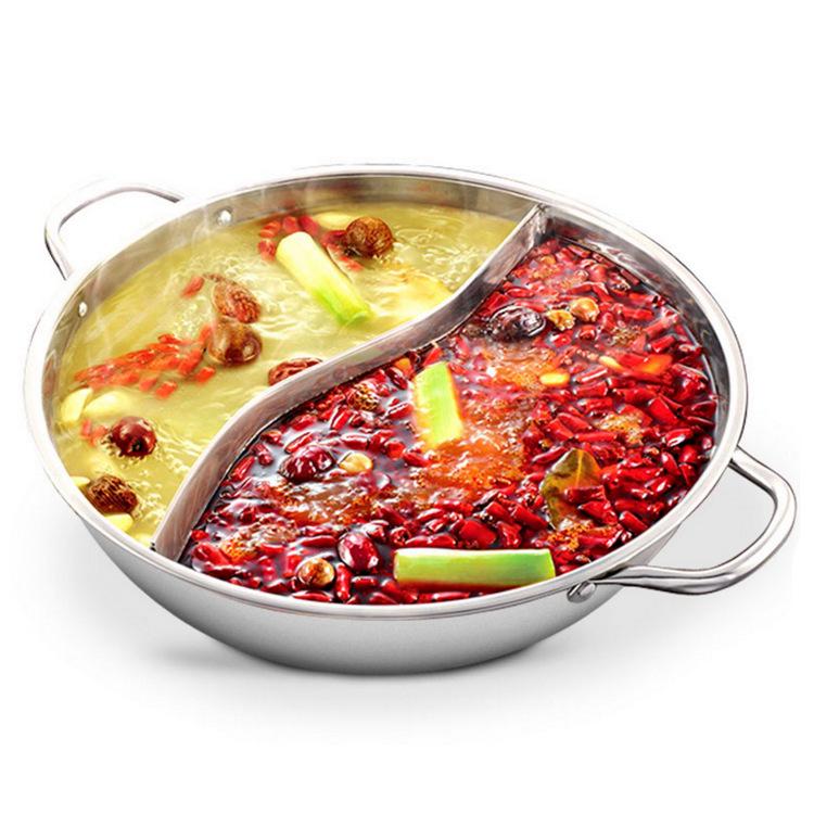 Stainless Steel Double-Flavor Hot Pot for Home and Restaurant - Induction Compatible Cookware Gift