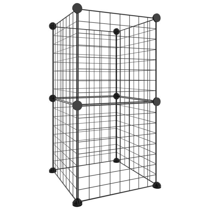 3114031 vidaXL Cage animaux de compagnie à 8 panneaux Noir 35x35 cm Acier