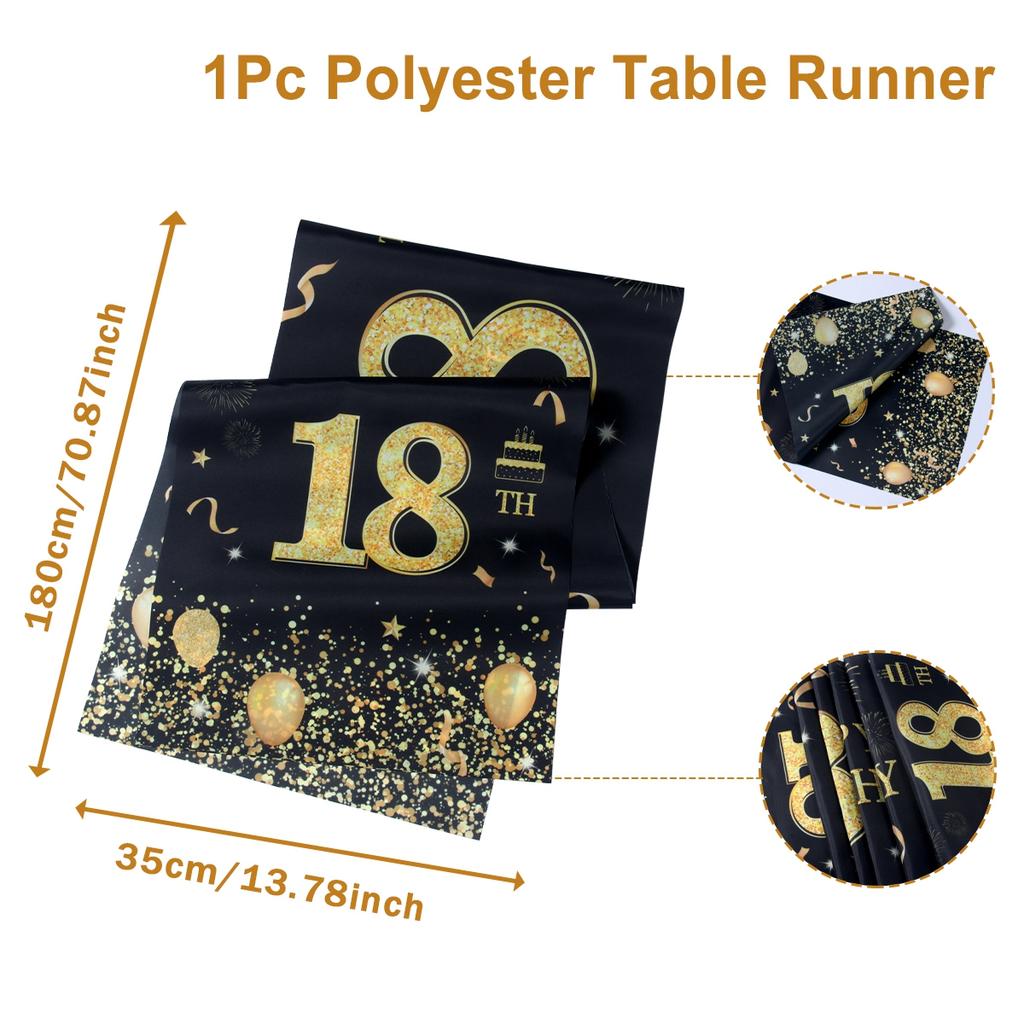 Schwarz Gold Happy Birthday Tischläufer 30. 40. 50. Geburtstagsparty Dekoration Erwachsener Jubiläum Geburtstagsparty Zubehör
