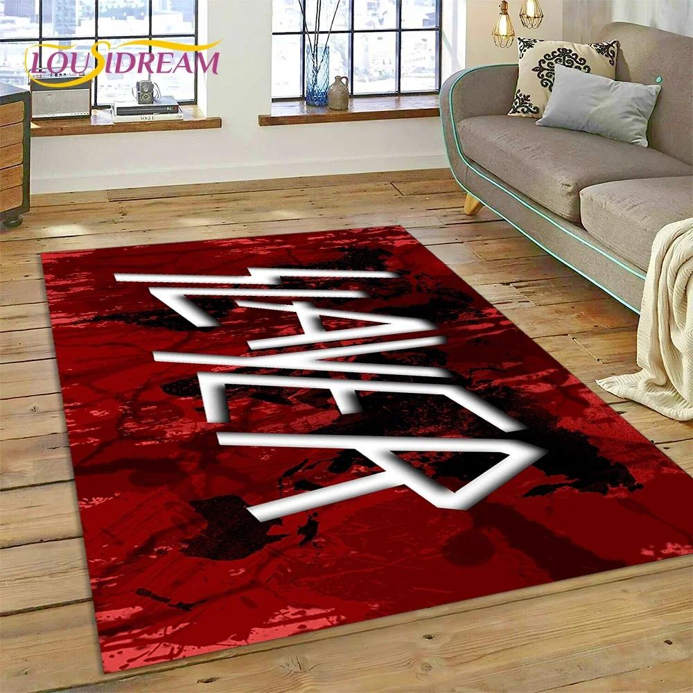 Tappeto Rock Slayer Heavy Metal Band 3D per Camera da Letto Soggiorno Casa Decorazione Divano, Gioco Bambini Grande Tappetino Decorativo Pavimento Regalo