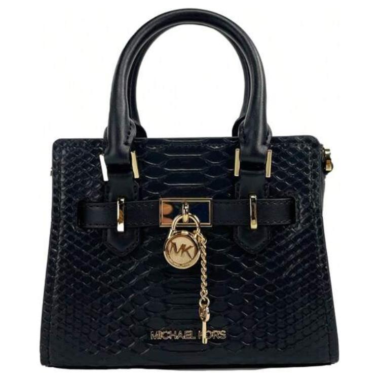 Michael Kors Goldene Beschläge Leder Schulter Crossbody Handtasche Damen Handtaschen Schwarz 35R4GHMC0G-BLACK