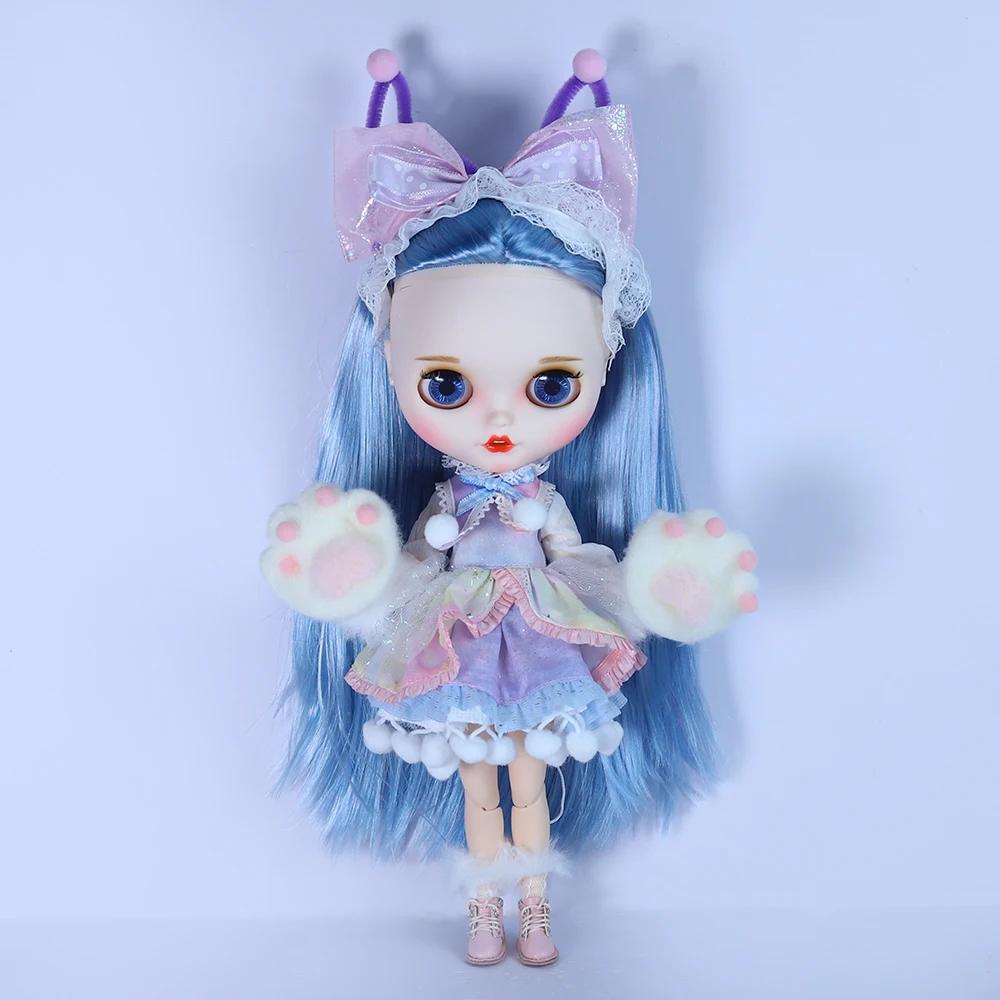 ICY DBS Blyth Doll White Skin Colorful Hair Glossy Matte Face Nude Joint Body Girl Toy Gift