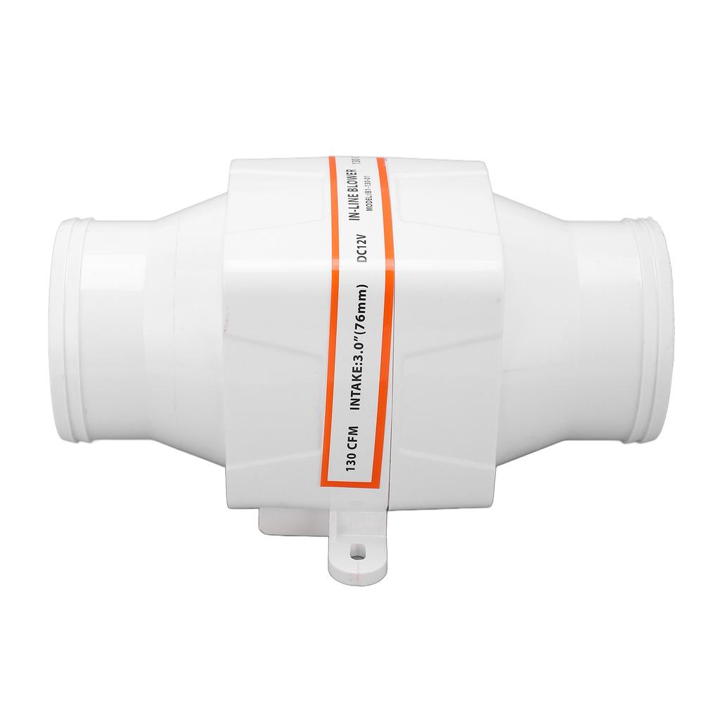 3in 12V Inline Bilge Air Blower Vent Fan 130CFM 4 Blades High Airflow for Marine Yachts Boats