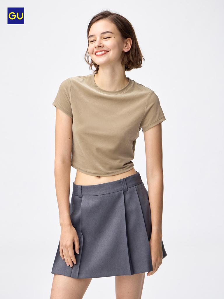 Uniqlo Gu Sheer Velour Cropped T shirT