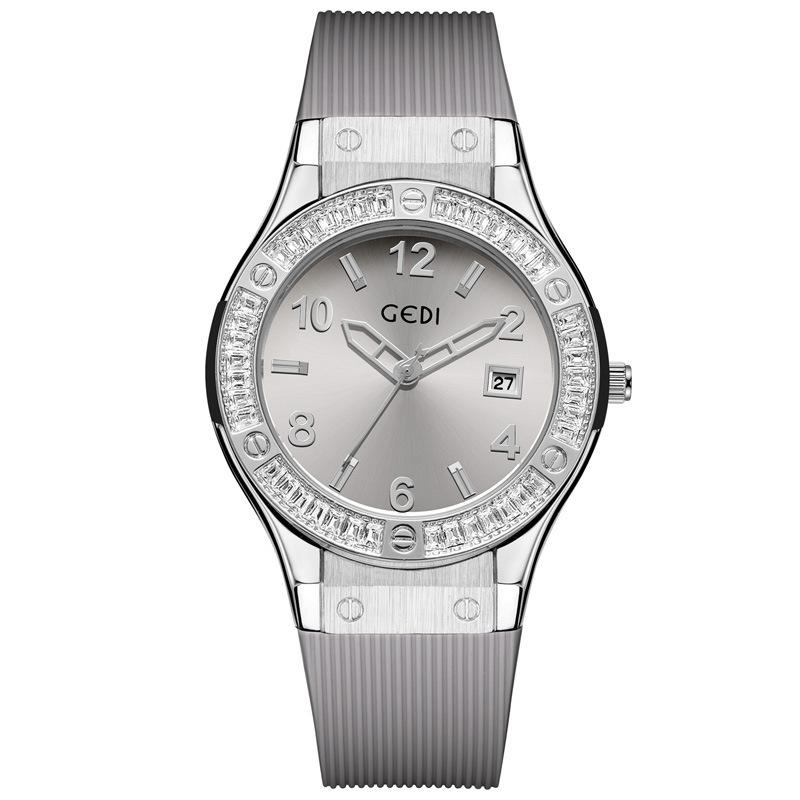 Light Luxury Diamond-Encrusted Calendar Silicone Women'S Quartz Watch High Value Niche Silicone Watch For Middle School Students