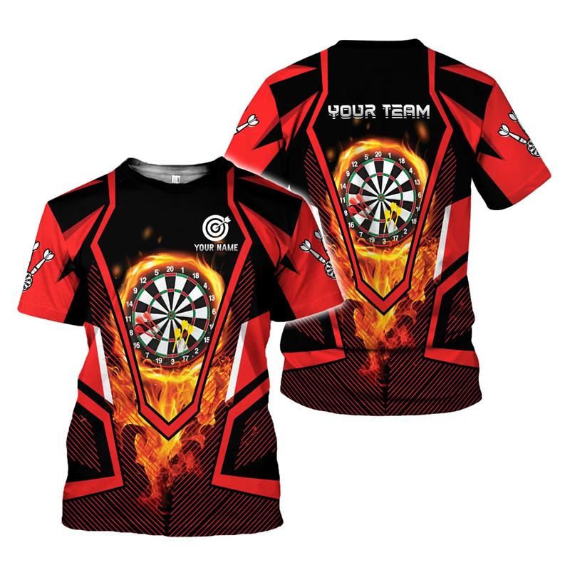 Camiseta Hombre Dardo Impresión 3D Personalizada con Nombre para Aficionados a los Dardos Camisetas Gráficas Tops de Verano Manga Corta Oversize Ropa