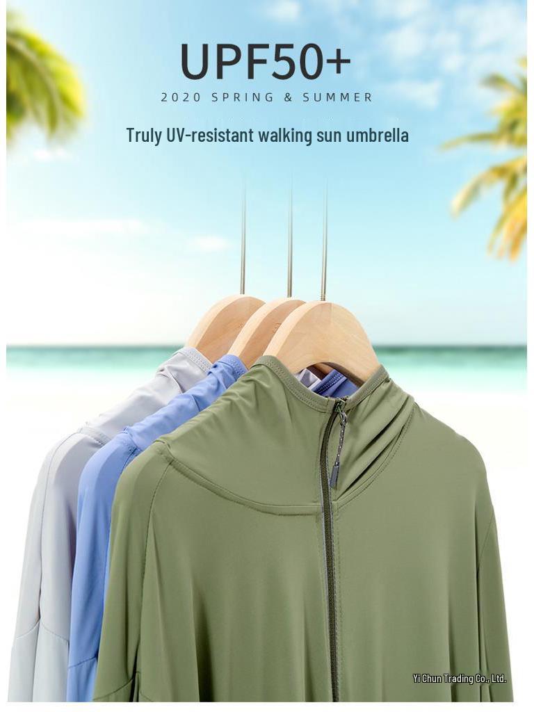Unisex Lightweight UV Protection Summer Ice Silk Hooded Jacket for Outdoor Activities