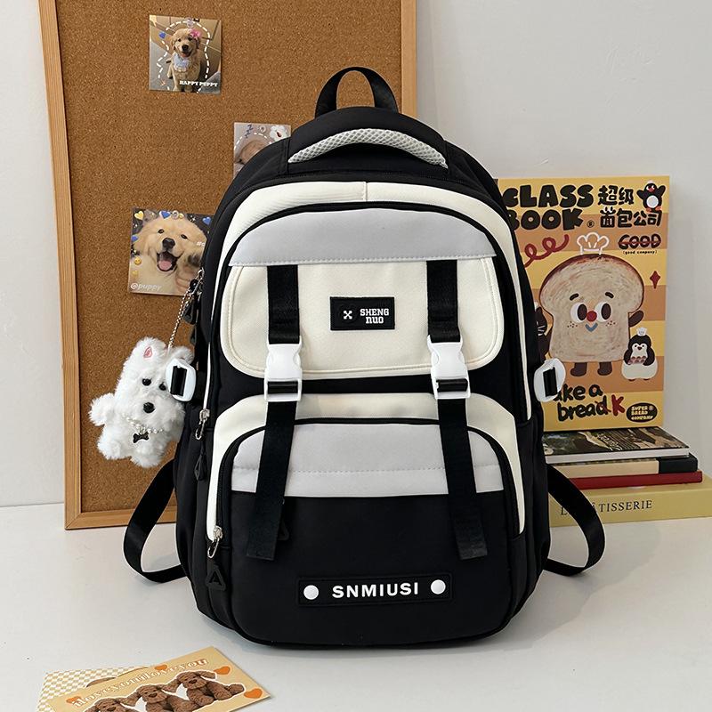 High Value, Fresh, Sweet and Cute Contrasting Color Splicing Backpack, Lightweight Backpack for Junior High School Students