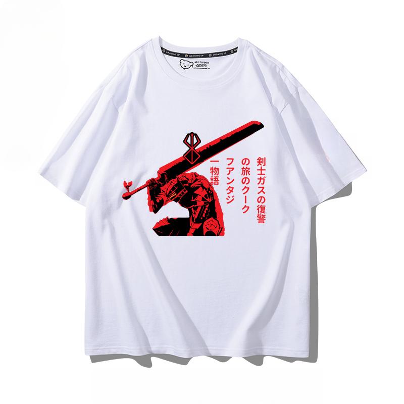 Berserk anime potisk osobnosti letní pánské 100% bavlna krátký rukáv venkovní ležérní pohodlné streetwear