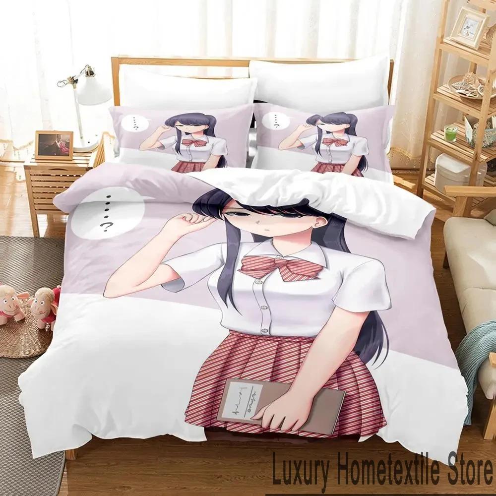 3D Print Anime Komi Cant Communicate Bedding Set Double Twin King Duvet Cover Comforter Pillowcase Boys Girls Adults Bedroom